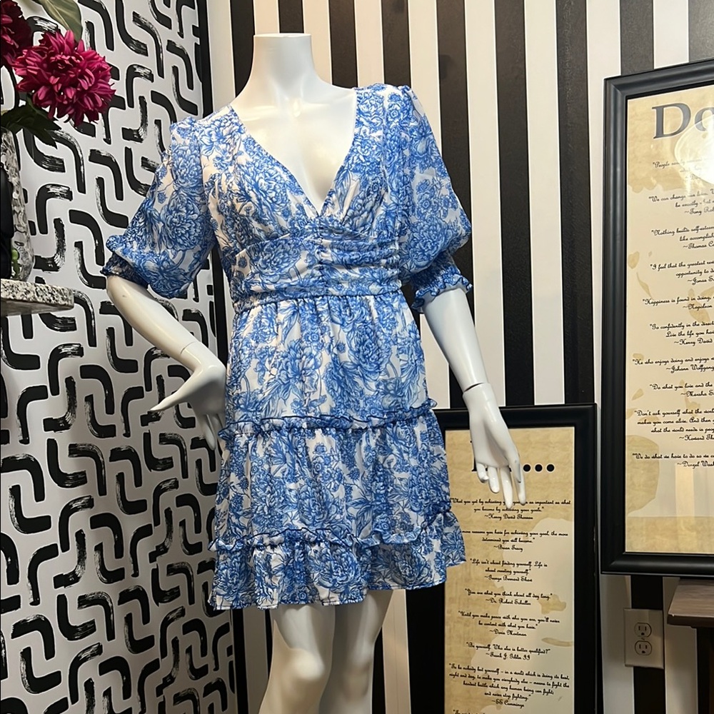 Simply Southern Blue and White Floral Mini Dress